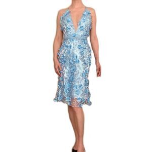 Sexy Open Back Floral Lace With 3D Flowers And Beads Halter Party Dress